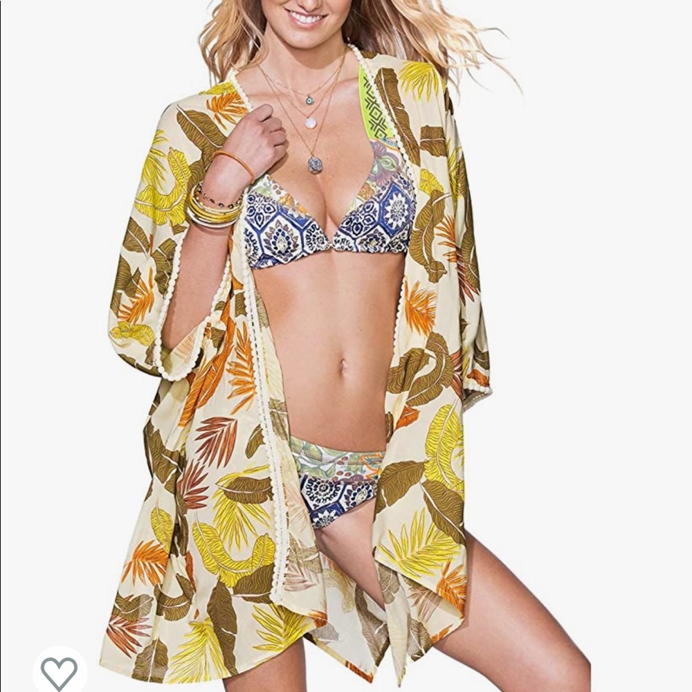 Maaji Women's Rainkissed Leaves Kimono Cover Up, one size